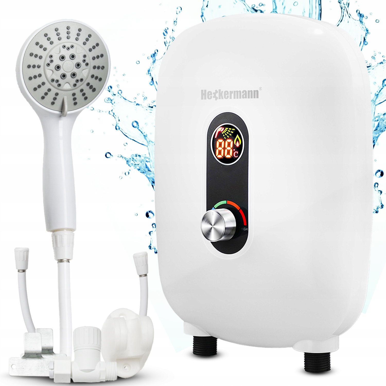 Elektrický Prietokový Ohrievač Vody 230 V 4,5 kW 4500 W Slúchadlo Biela