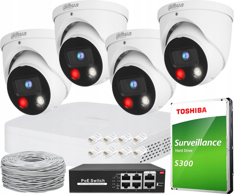 Monitorovacie Kamery Dahua 8MPX Ip Alarm Ir/led 30M S Rekordérom A Diskom
