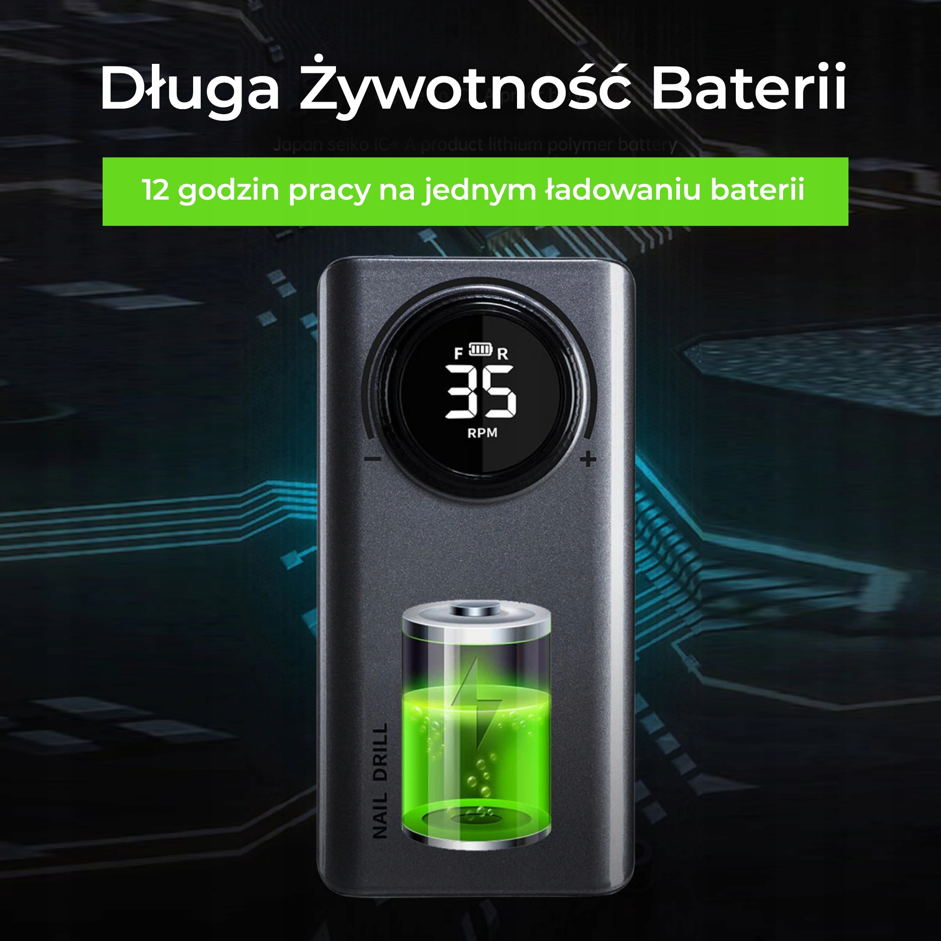 FREZARKA PAZNOKCI CLAVIER PRZENOŚNA BEZPRZEWODOWA CZARNA GRATIS FREZY Marka Clavier