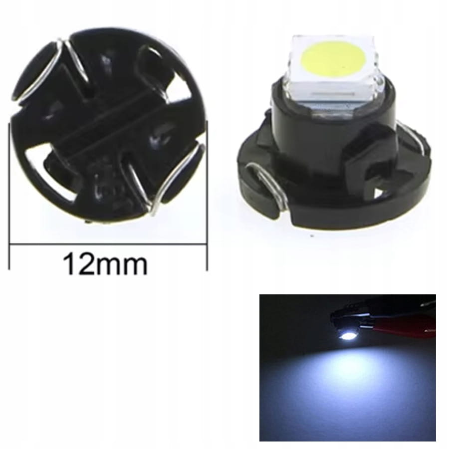 Led Licznika Zegarów Panelu Kokpitu Żarówka Dioda T4.7 12x10x8mm 12mm Biała