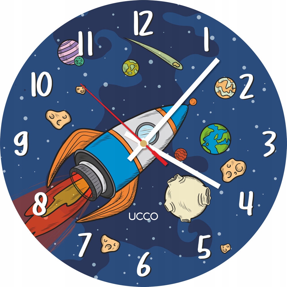 

Zegar ścienny dziecięcy Rakieta Kosmos Planety