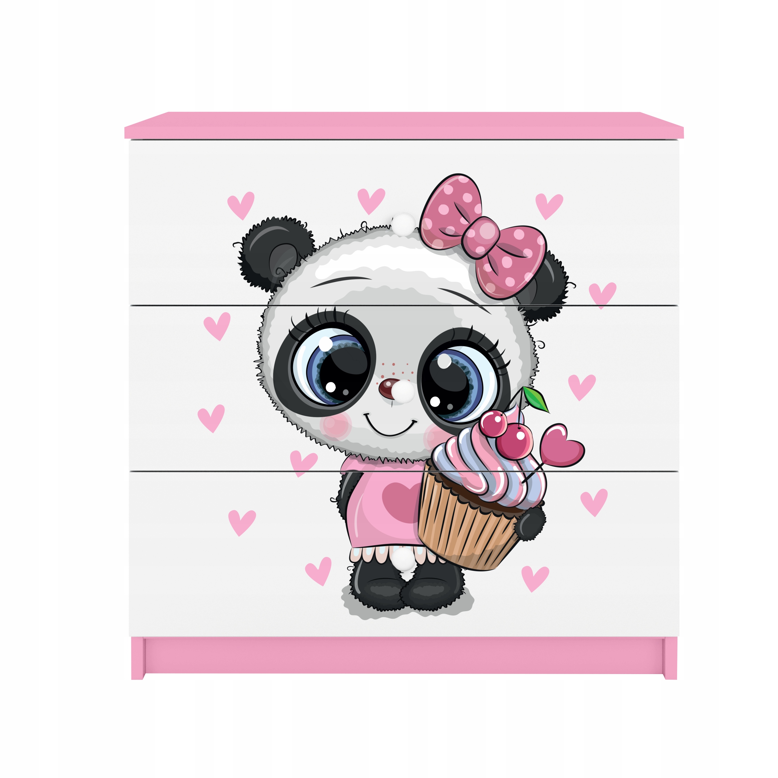 Komoda Babydreams růžová s grafikou panda 80 cm