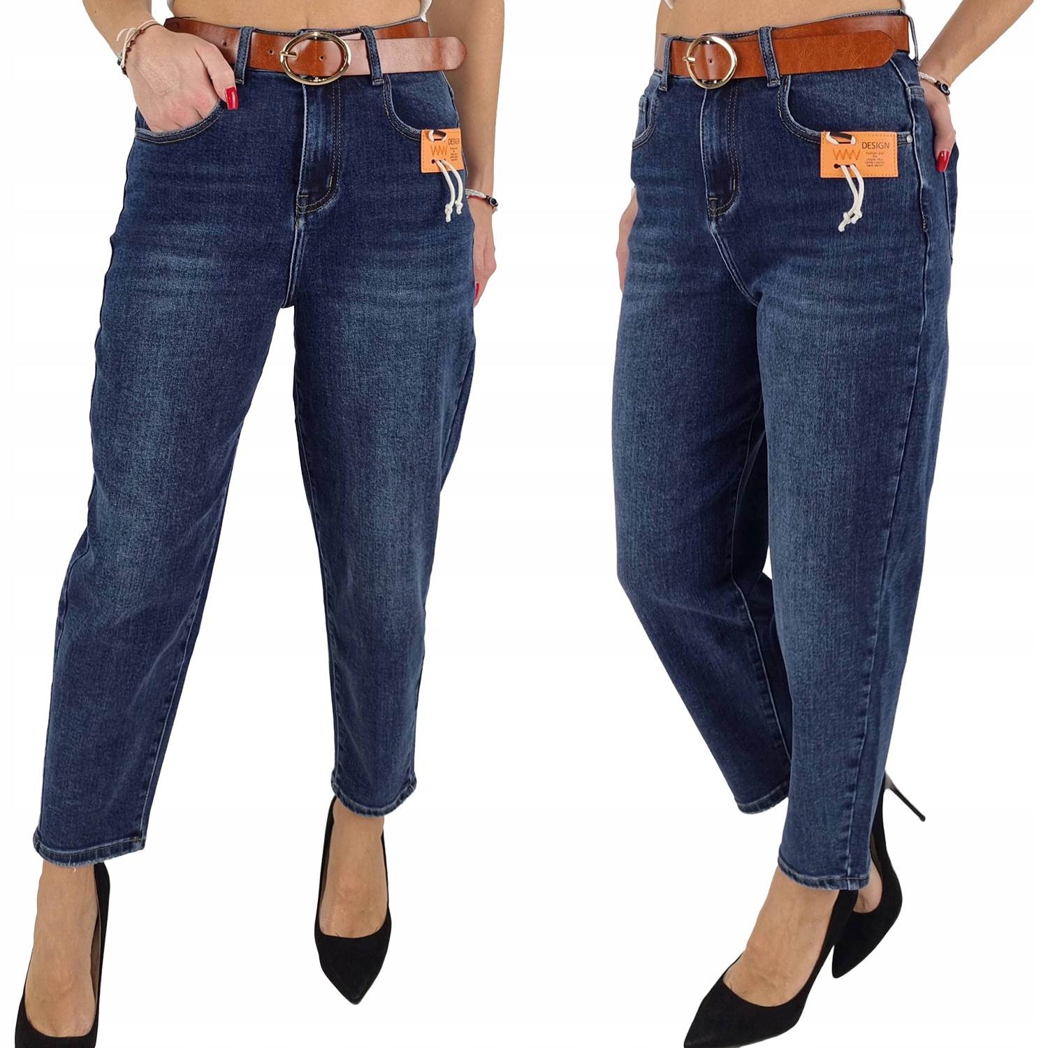 Damskie Spodnie Jeansowe Mom Fit Klasyczne Rozmiar 36/S