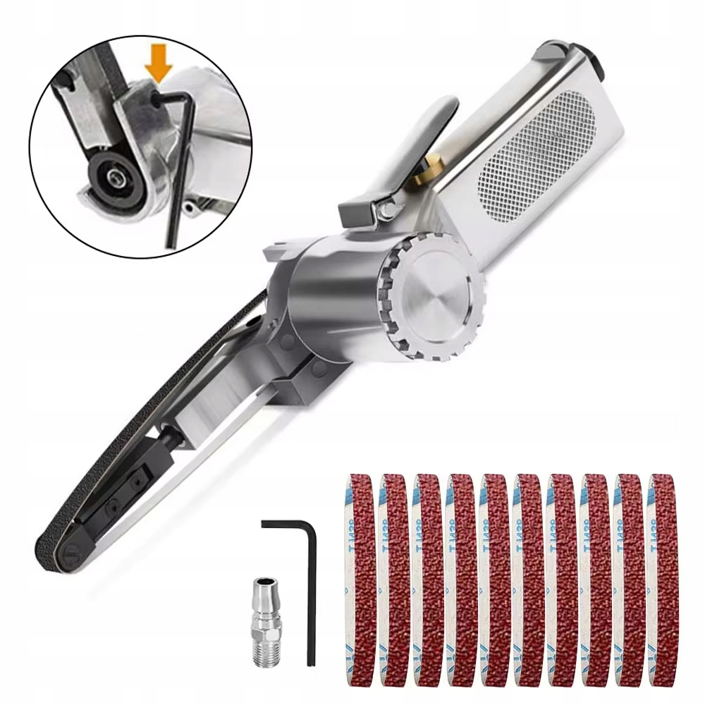 Pneumatická Pásová Bruska 10x330mm 25 Bezkoncová Páska 90psi