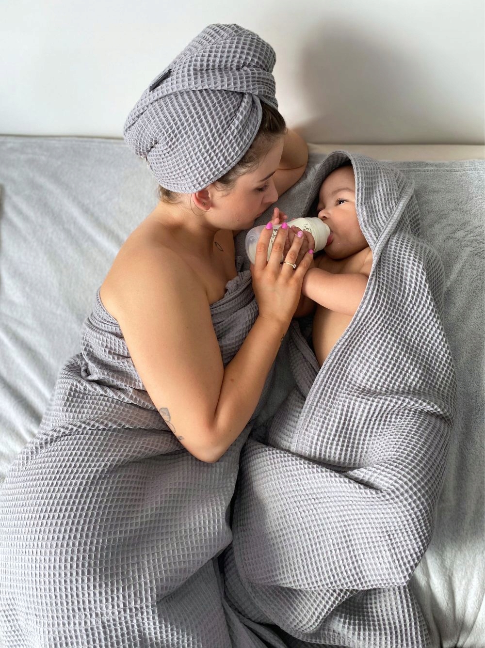 Ręcznik na głowę turban do suszenia włosów bawełna różowy Kolor odcienie różowego