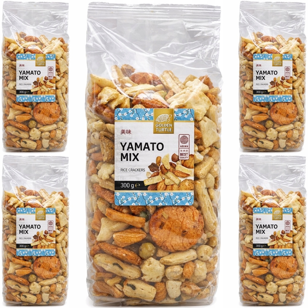 5 x Azjatyckie Krakersy Ryżowe Przekąska Yamato Mieszanka MIX Smaków 300g