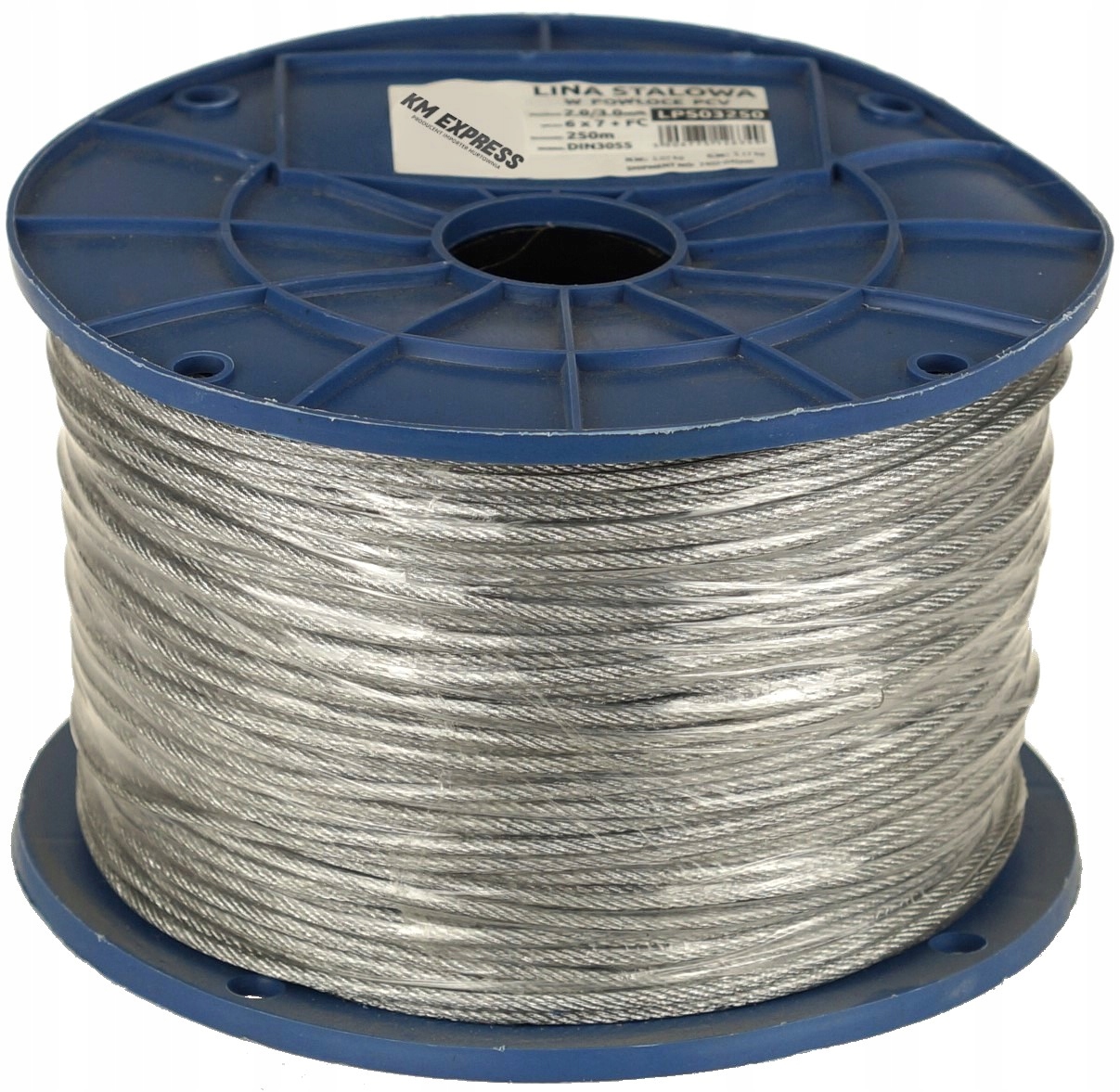 Ocelové Lano V Pvc Krytu 3 MM Rolka 250 Mb 6x7 230KG