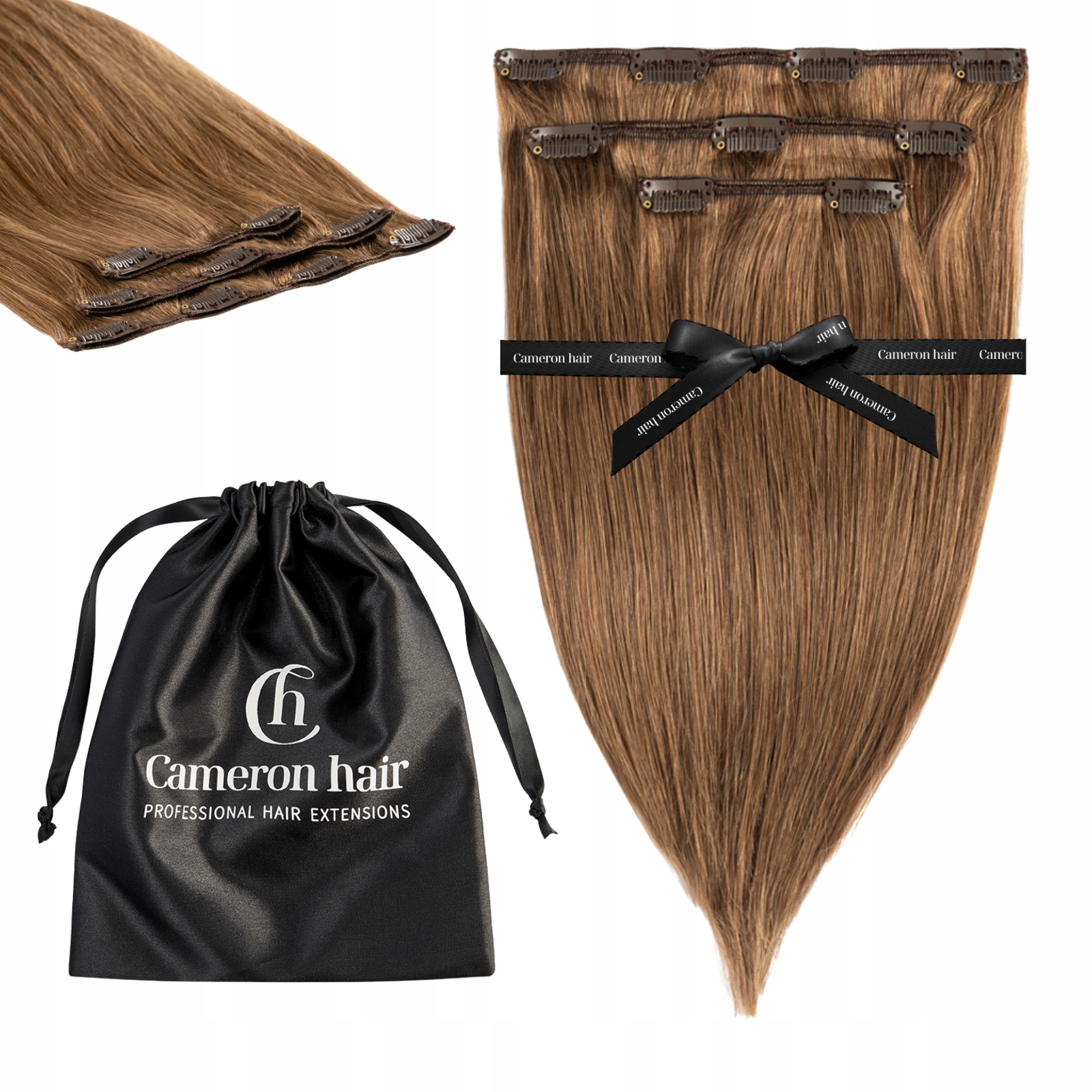 Přírodní vlasy Clip In 30 cm 3 pásky 50 gramů #8 Tmavě blond