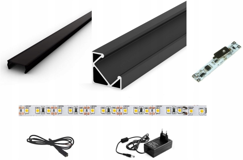 Led Lišta Do Kuchyně 1 M, Černá Krytka Vypínač