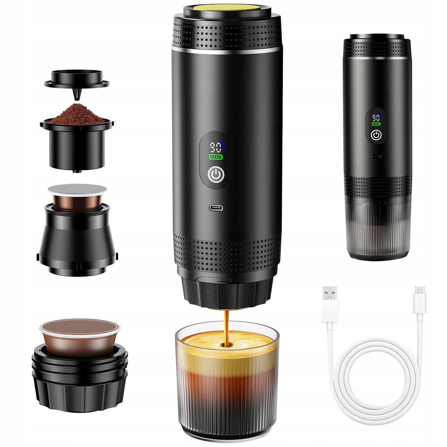 Přenosný Tlakový Kávovar Na Kávu 80 ML Kapsle Usb Do Auta 72 W