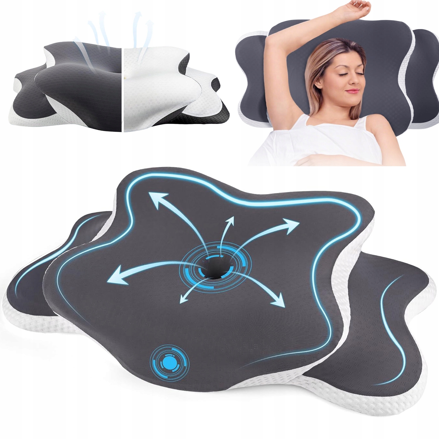 Poduszka Z Pianki Memory Kształt Motyla Pod Szyję Zdejmowana Komfort