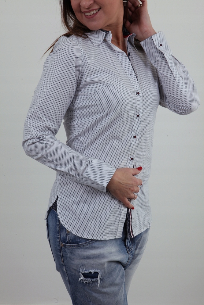 KLASYCZNA TALIOWANA KOSZULA DROBNE KROPECZKI R.38 Wzór dominujący groszki