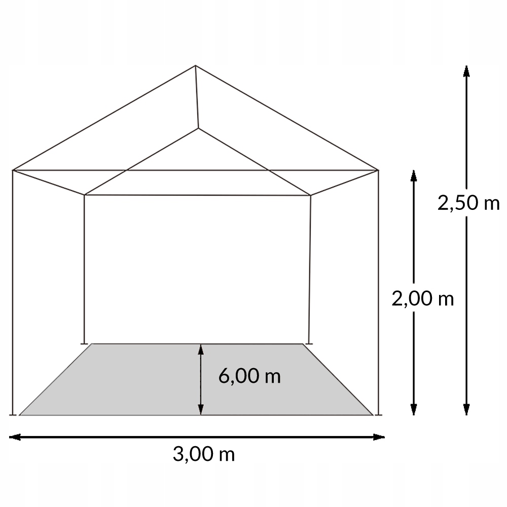 CASARIA NAMIOT PAWILON OGRODOWY 3x6m 6-ŚCIAN 18m2 Wysokość 2.5 m