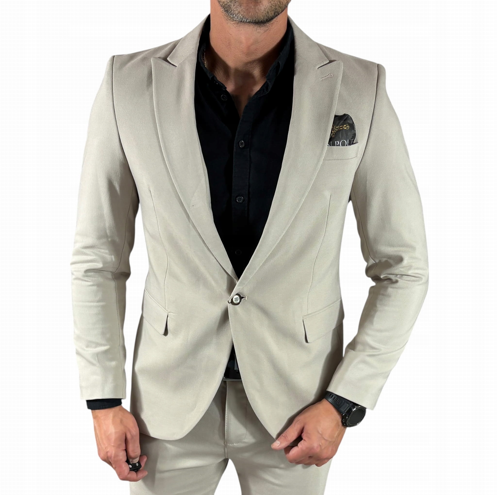 Sako vypasované hladké béžové sako DJM013 56