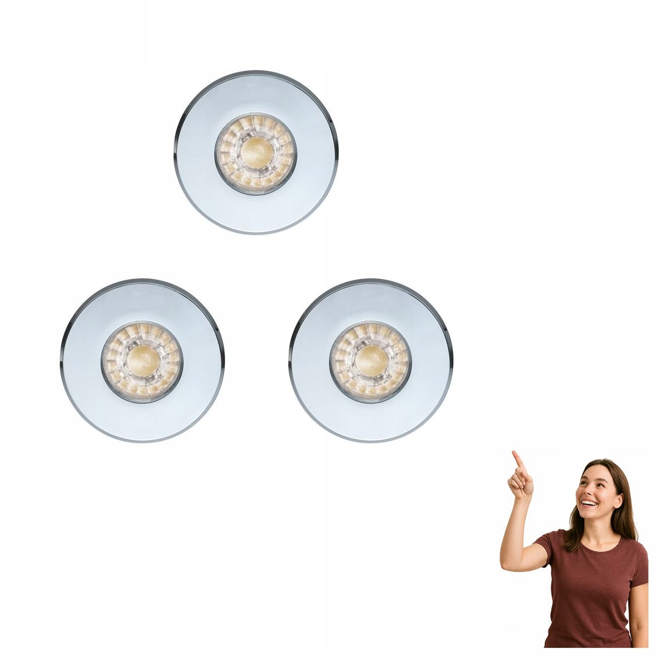 Sada 3 x zapuštěných koupelnových svítidel kulaté stropní svítidlo Eglo