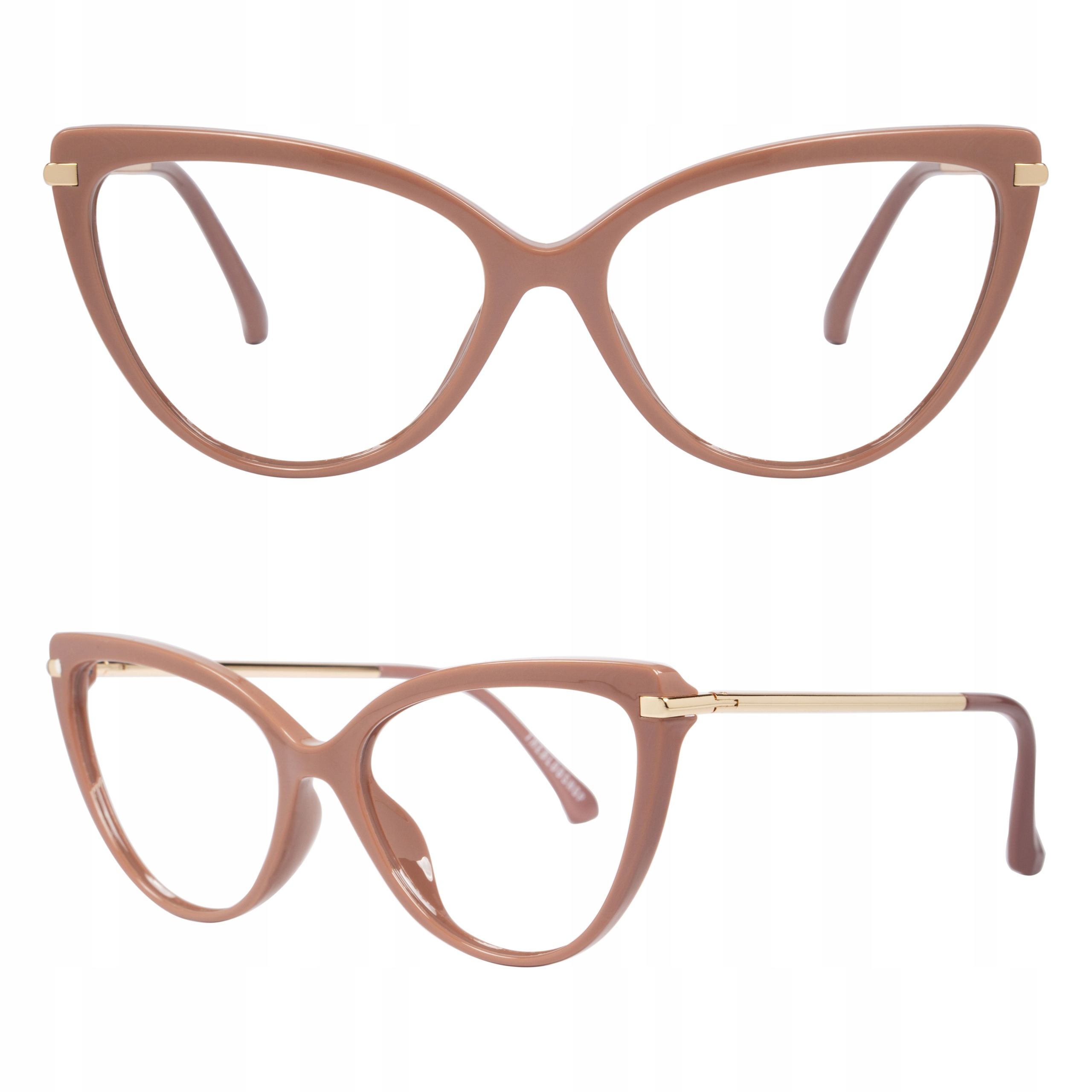 

Okulary Zerówki Kobiece Kocie Oczy Glam Dust Pink