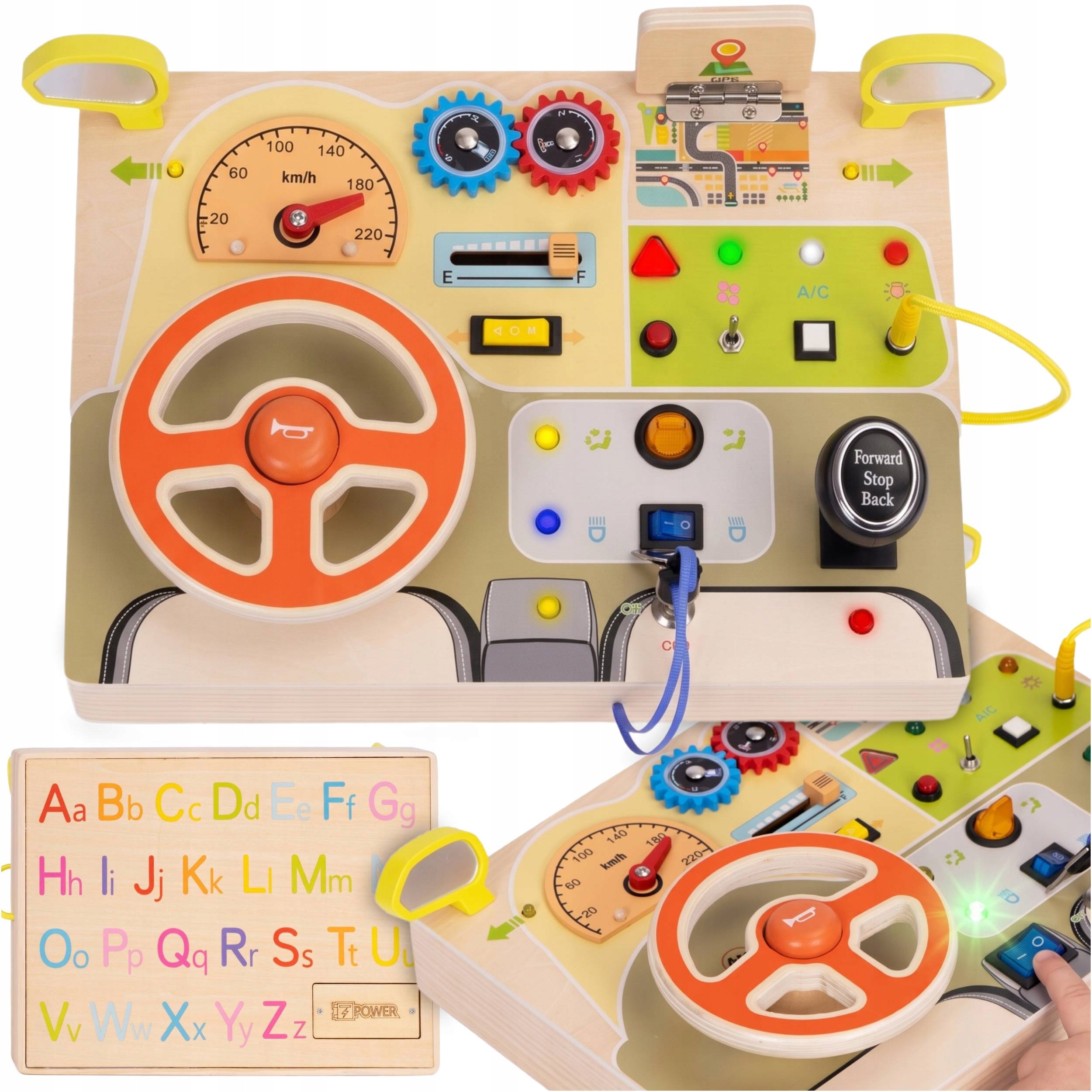 Tablica Manipulacyjna Led Montessori Sensoryczna Drewniana Dla Dzieci 14 el