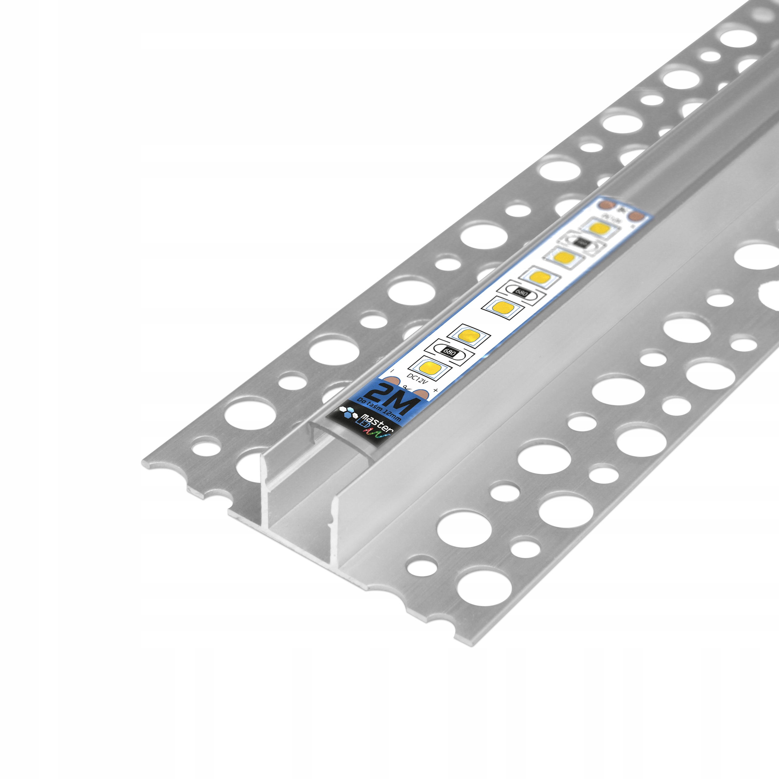 PROFIL LED ALUMINIOWY do PŁYTY GK karton gips płyt kafli glazury 2m + klosz