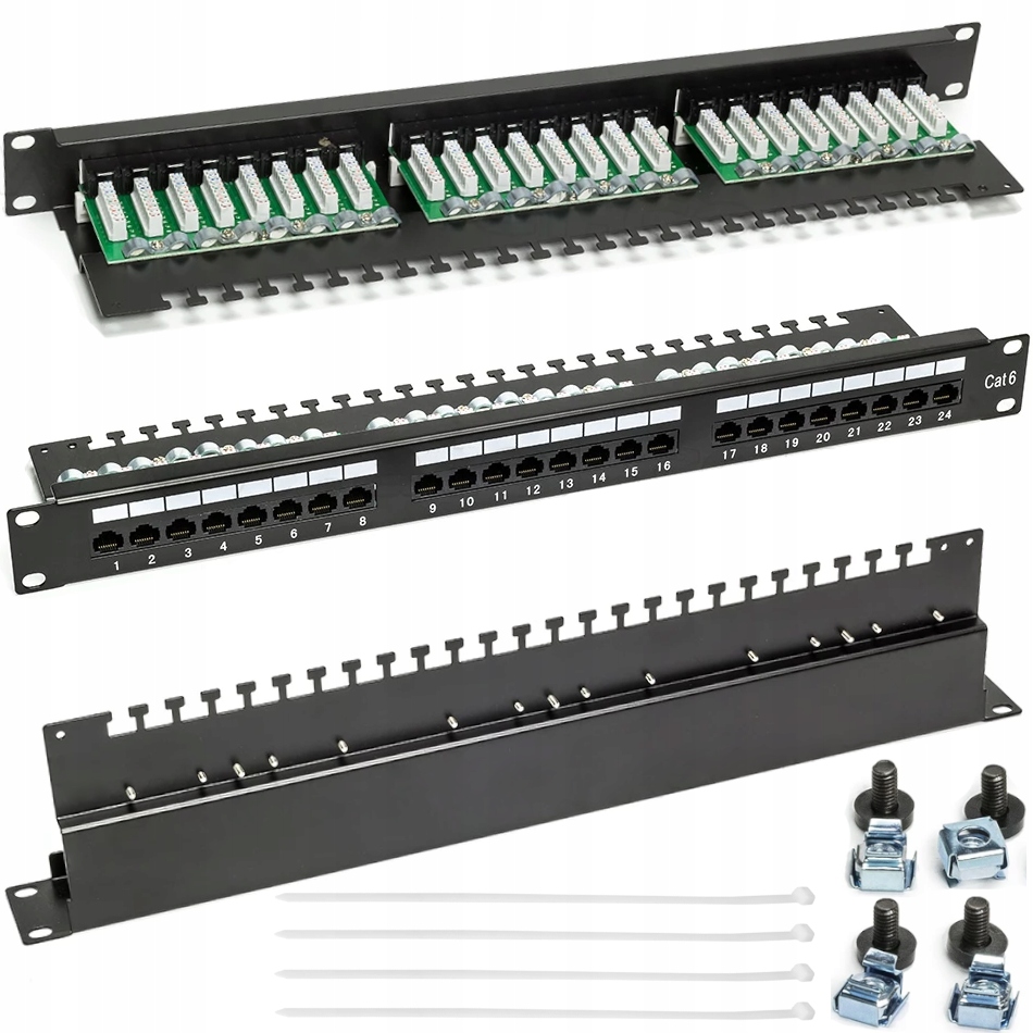 Patch panel patchpanel Rack 19'' kat.6 24p 1U Utp