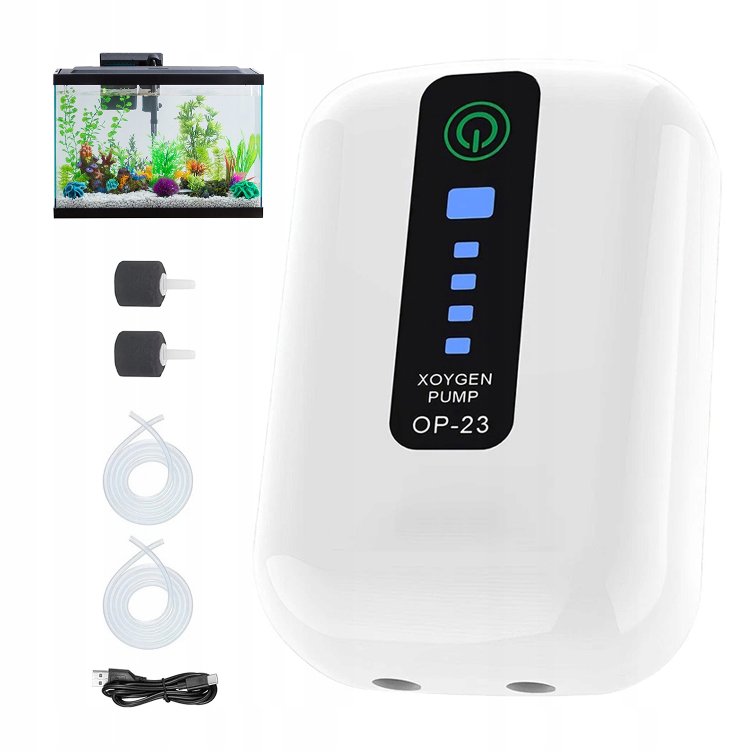 Levně Tichý Provzdušňovač Pro Akvárium 2 Otvory 2W 1.5 l/min Kámen