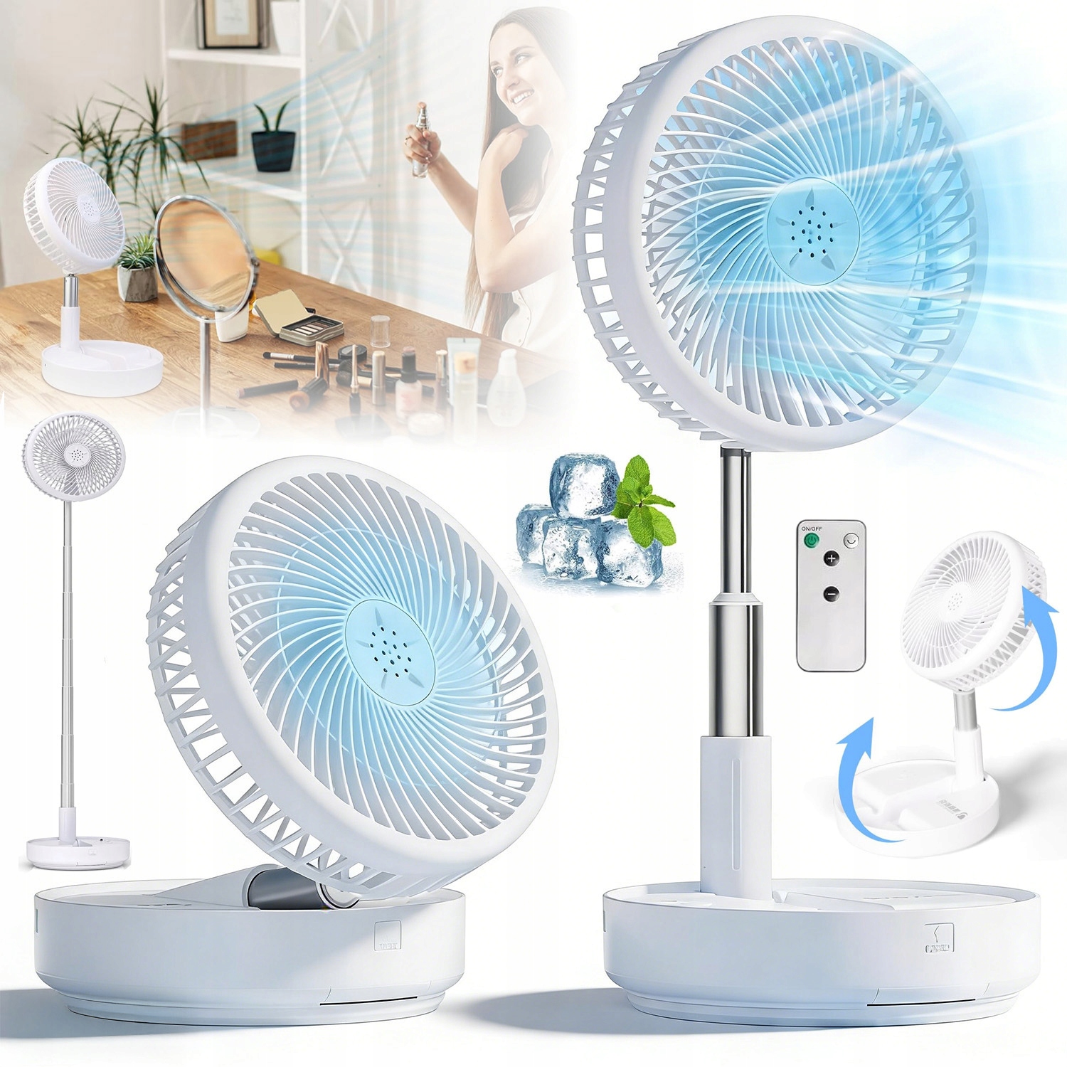 Stolní Ventilátor Bezdrátový Stojanový Ventilátor Tichá Baterie 7200MAH Usb