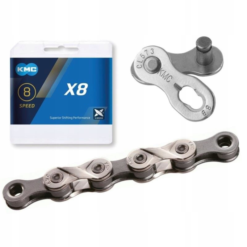 Kmc Łańcuch X8 114 ogniw srebrny Box