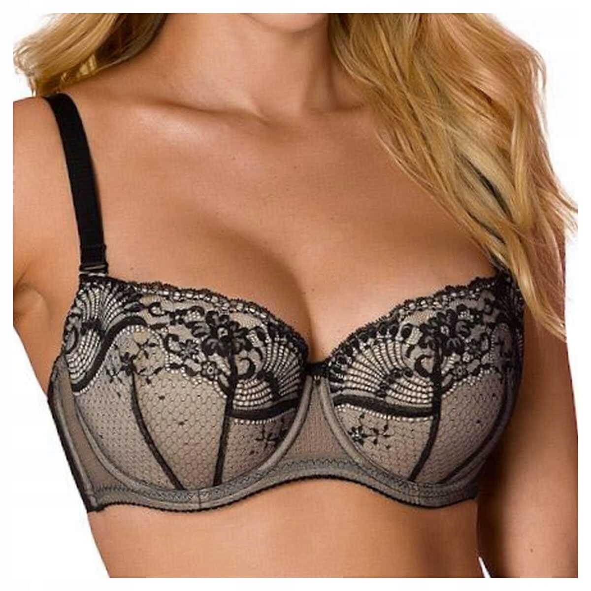 Vena Podprsenka balkonetka francouzská krajka 466 černo-béžová 90D