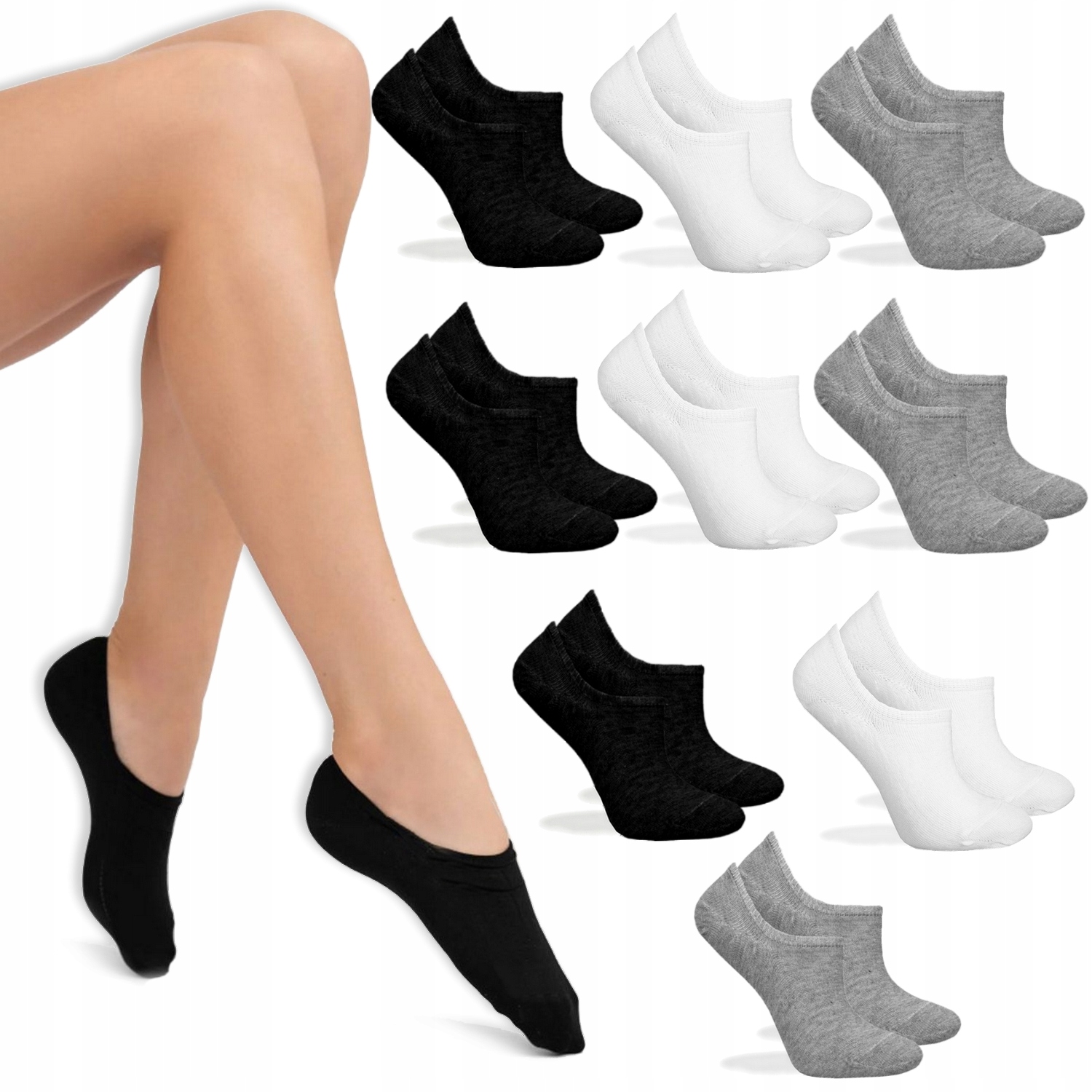 

9x Niskie Stopki Skarpety Damskie Bawełniane 39-41
