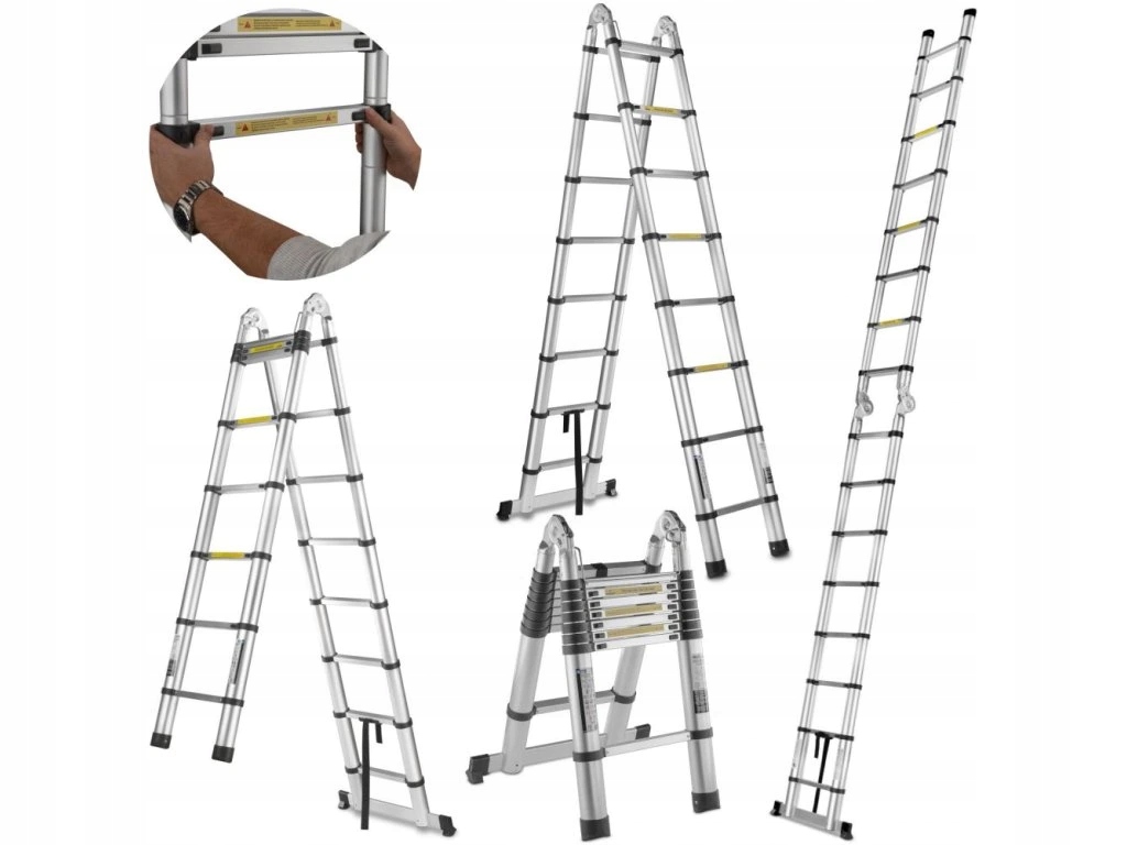 Multifunkčný teleskopický rebrík 5m, 150kg, hliníkový G02449
