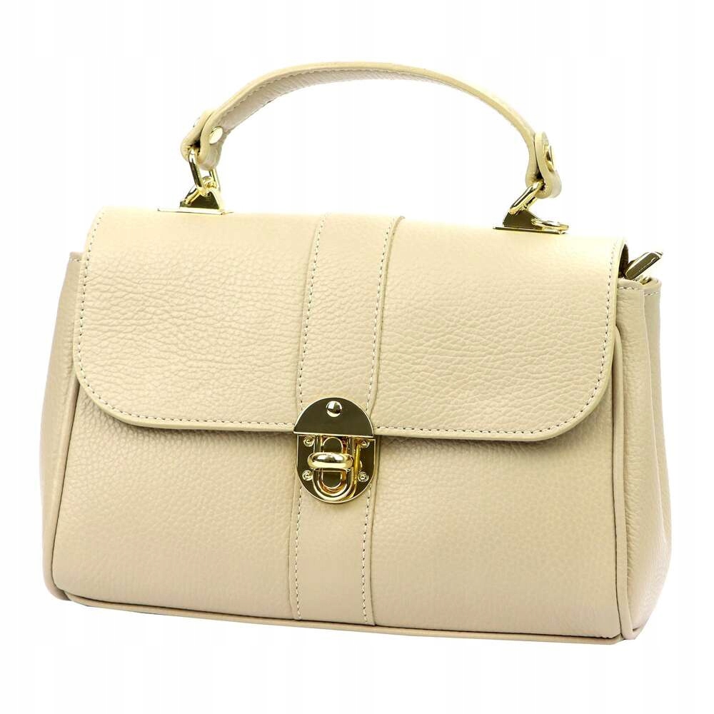 Dámská kožená kabelka Kufřík Béžová Luka 20-098 s přídavným popruhem