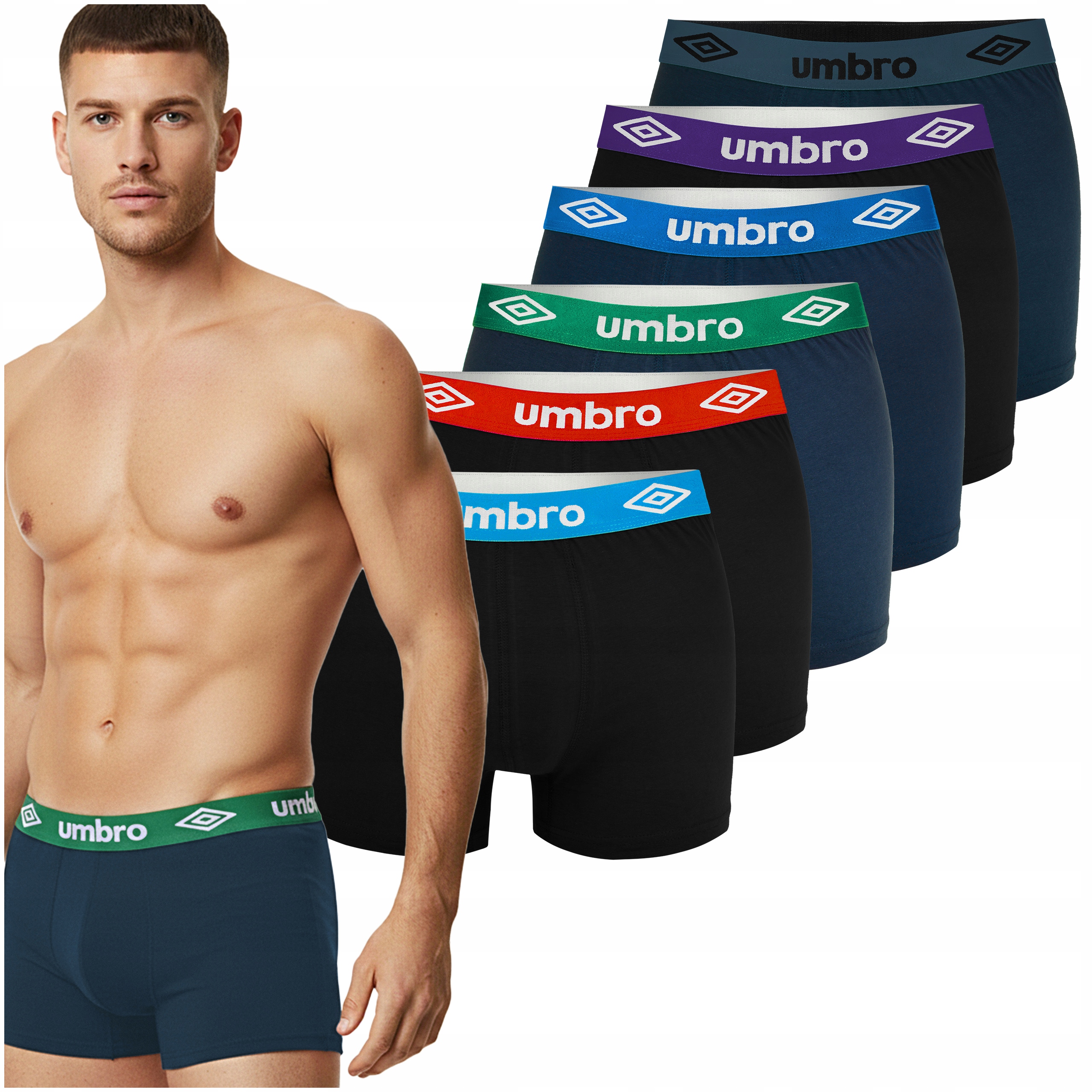Umbro Bokserki Męskie Zestaw 6 Sztuk MIX Kolorów Bawełna Rozmiar M