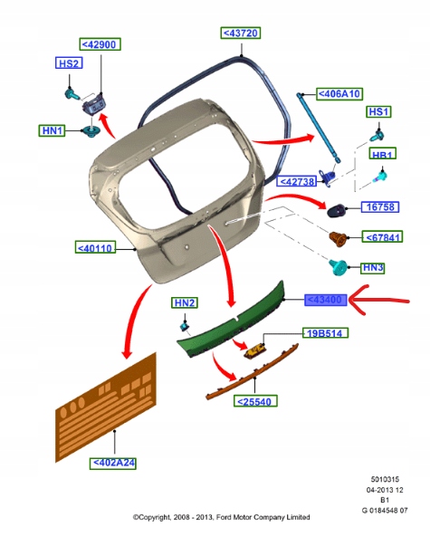 BLENDA KLAPY BAGAZNIKA FORD FIESTA Mk7 2008 2017