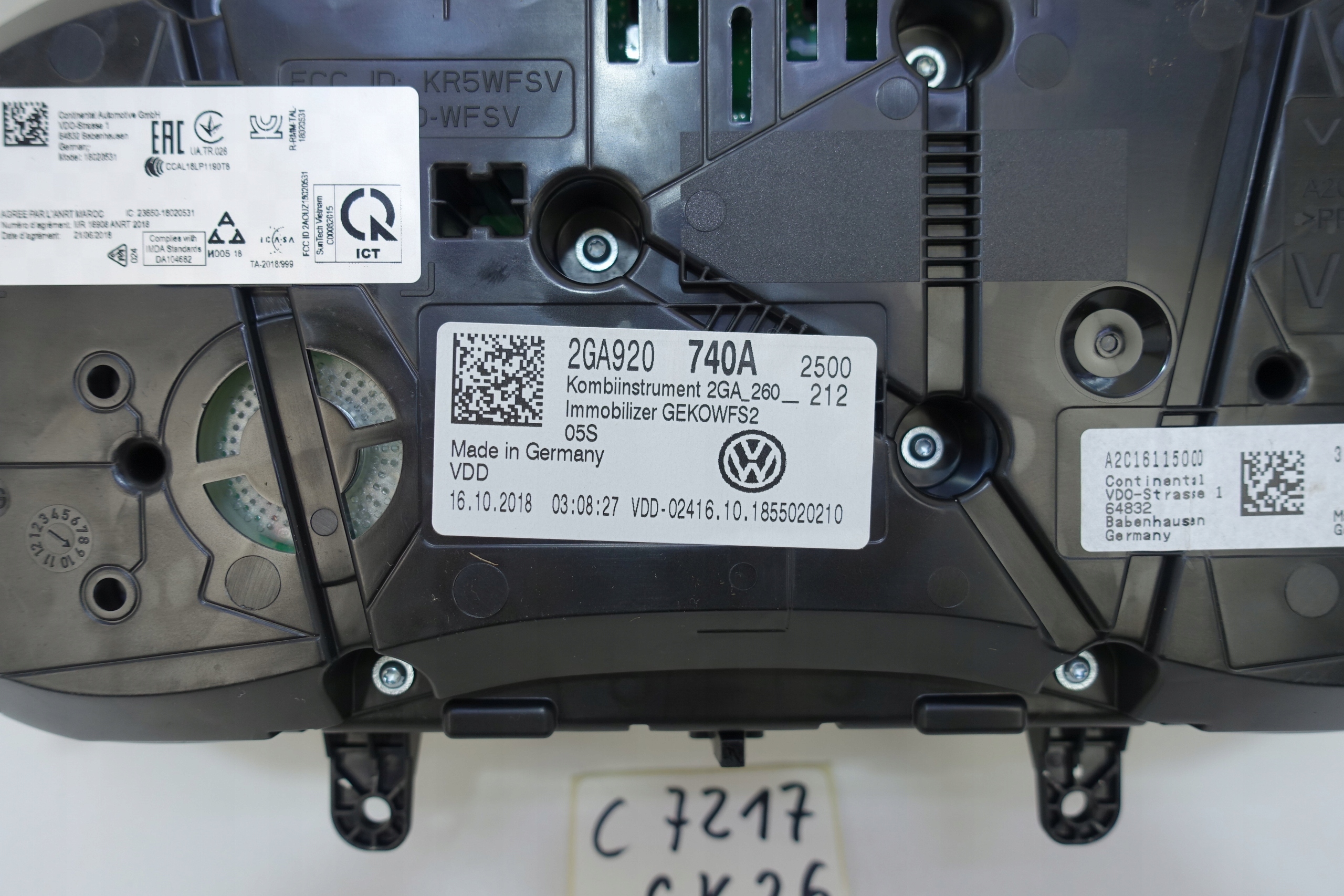 dials dials VW T-ROC 2GA 21424KM 2GA920740A