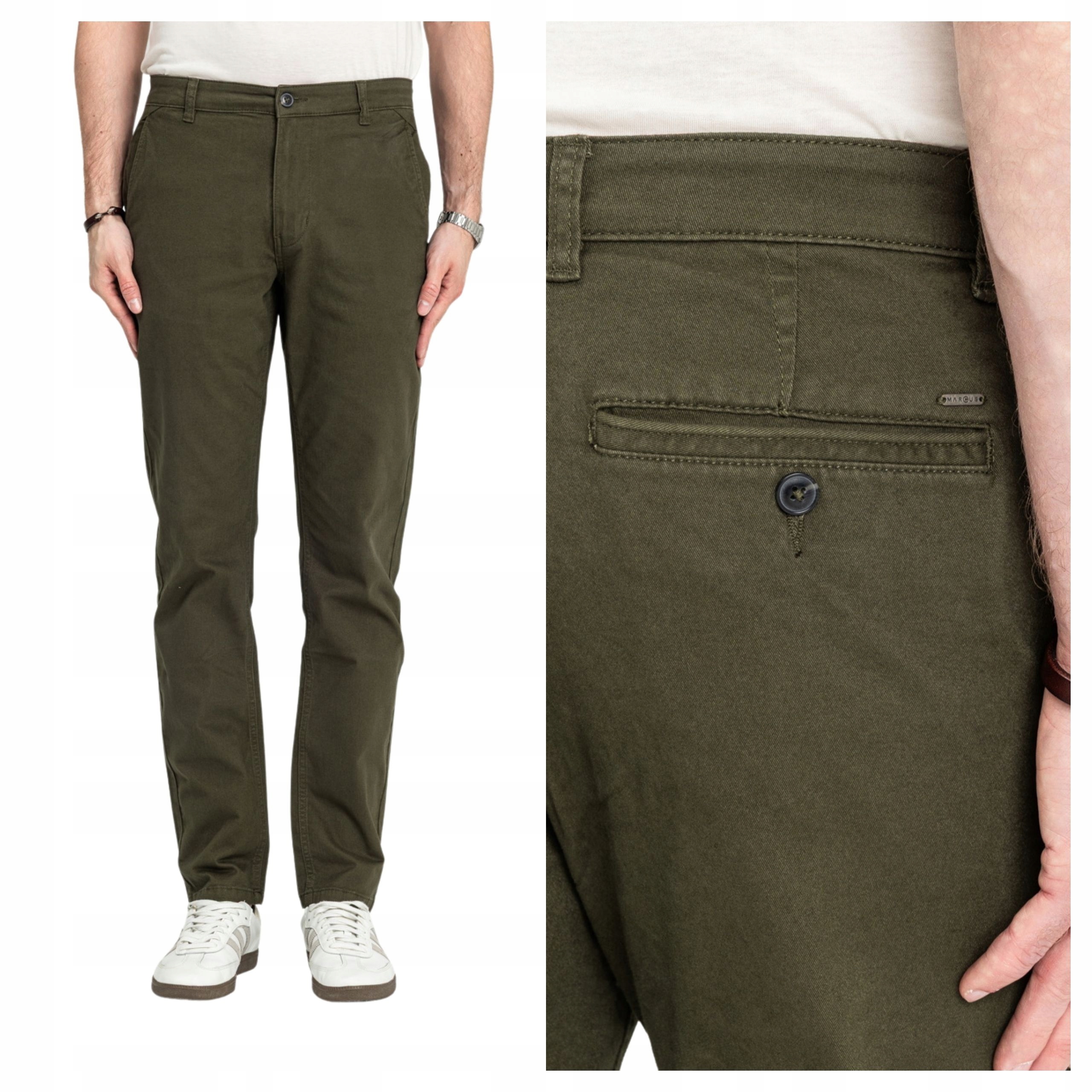 Pánské kalhoty Marcus Gerry Chino Olive Green Zelené Chinosy W32 L34