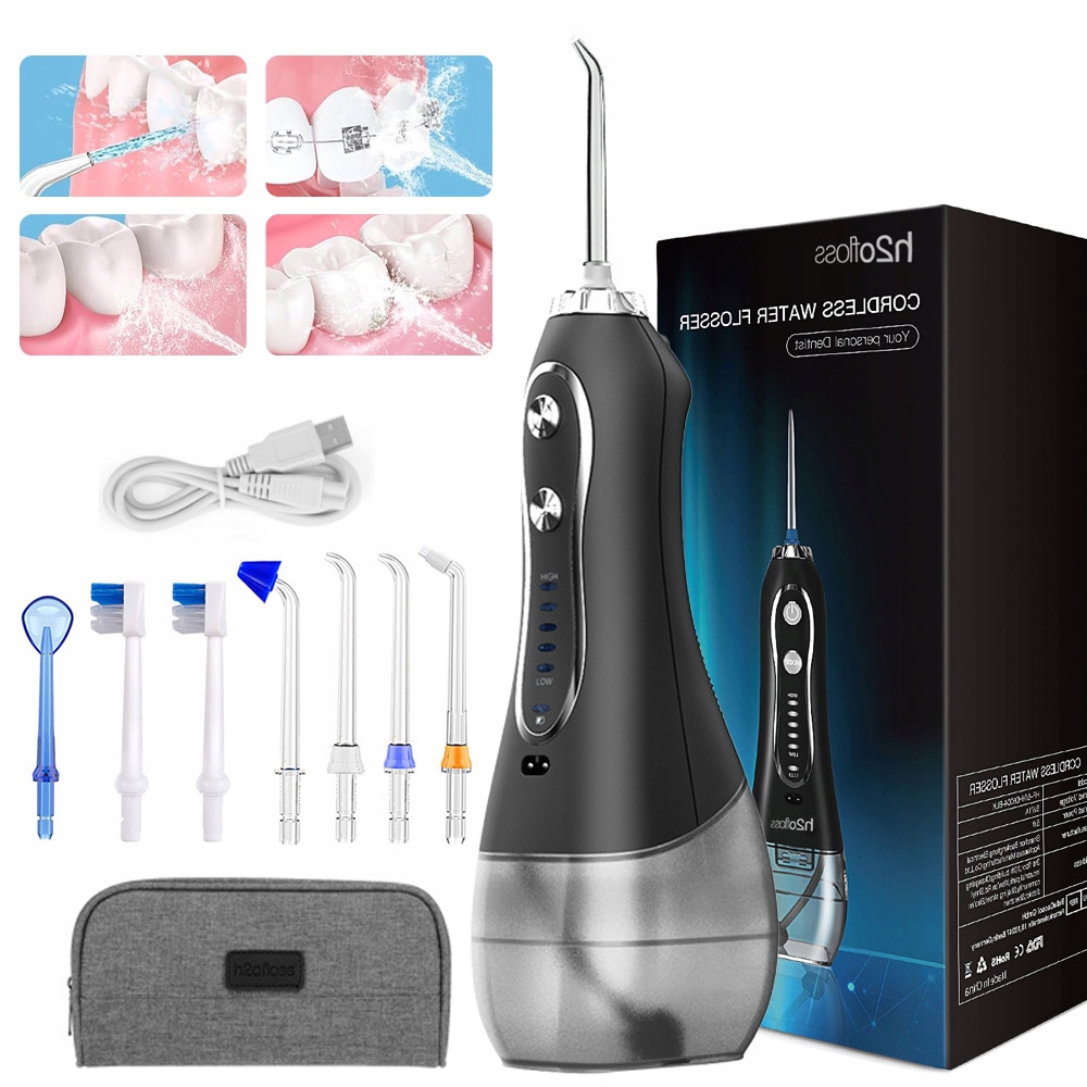 Irygator Do Zębów Przenośny 5 Trybów 5 Dysz Z Główkami Szczoteczki Usb