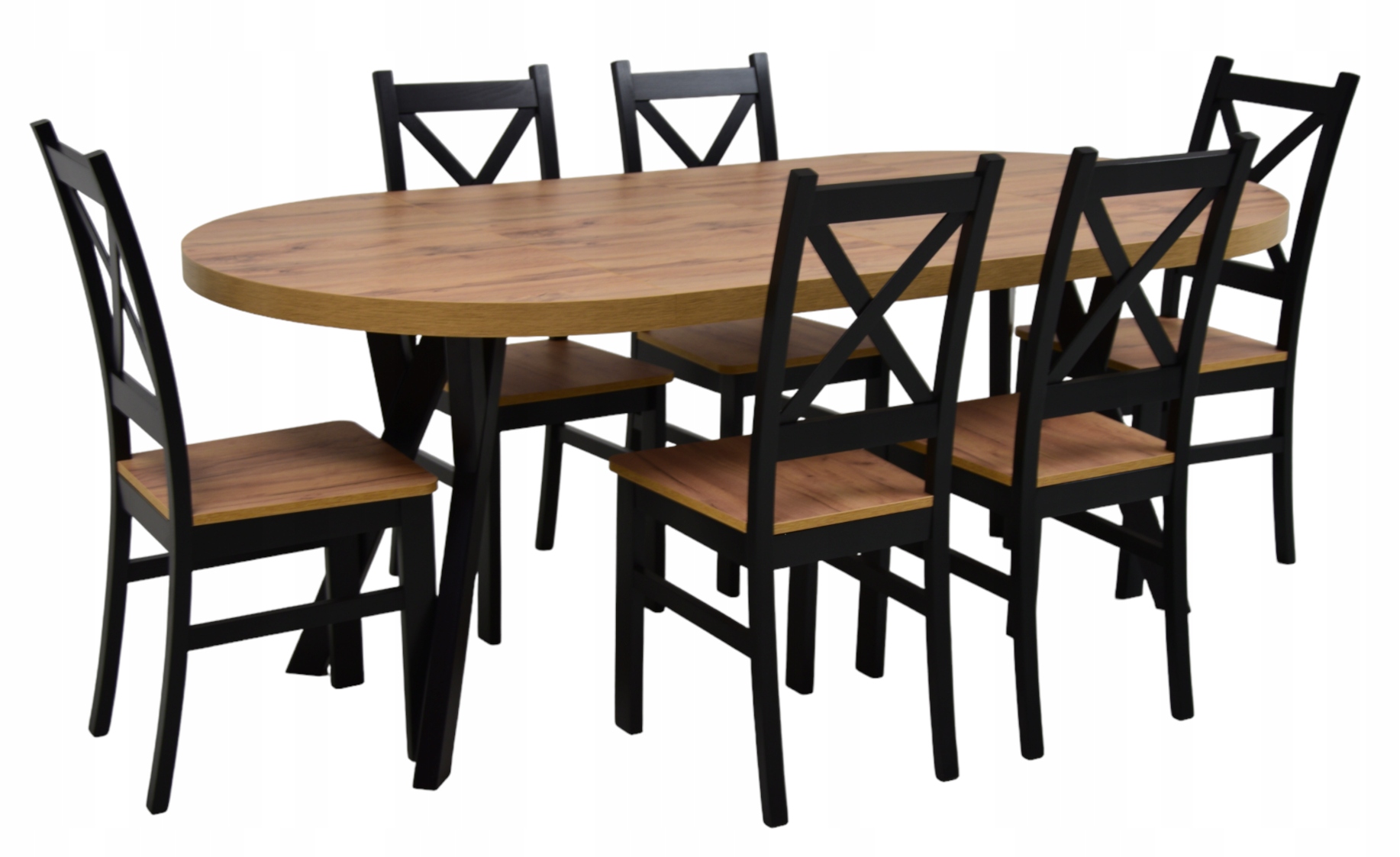 ZESTAW DĄB CRAFT STÓŁ MK3 ROZKŁADANY+6 KRZESEŁ