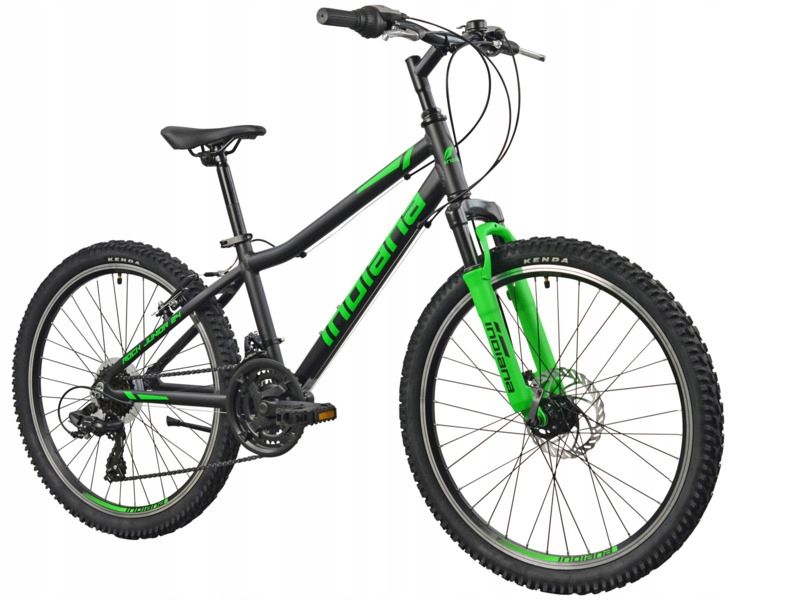 Rower młodzieżowy Indiana Rock Jr 24 cale dla chłopca Czarno-zielony