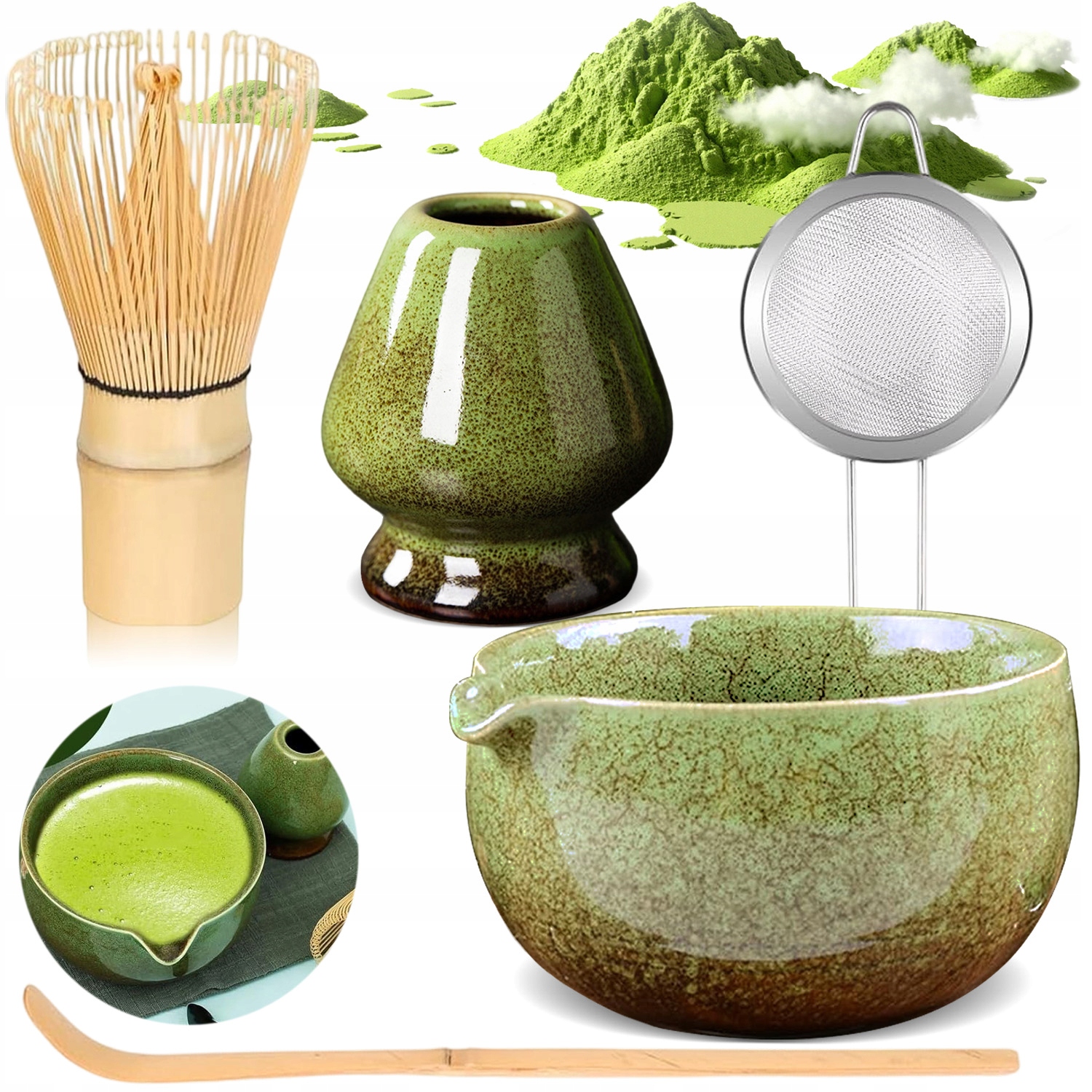 Levně Bambusový Dárková Sada Na Čaj Matchy Chashaku Ideální Dárek 5KS