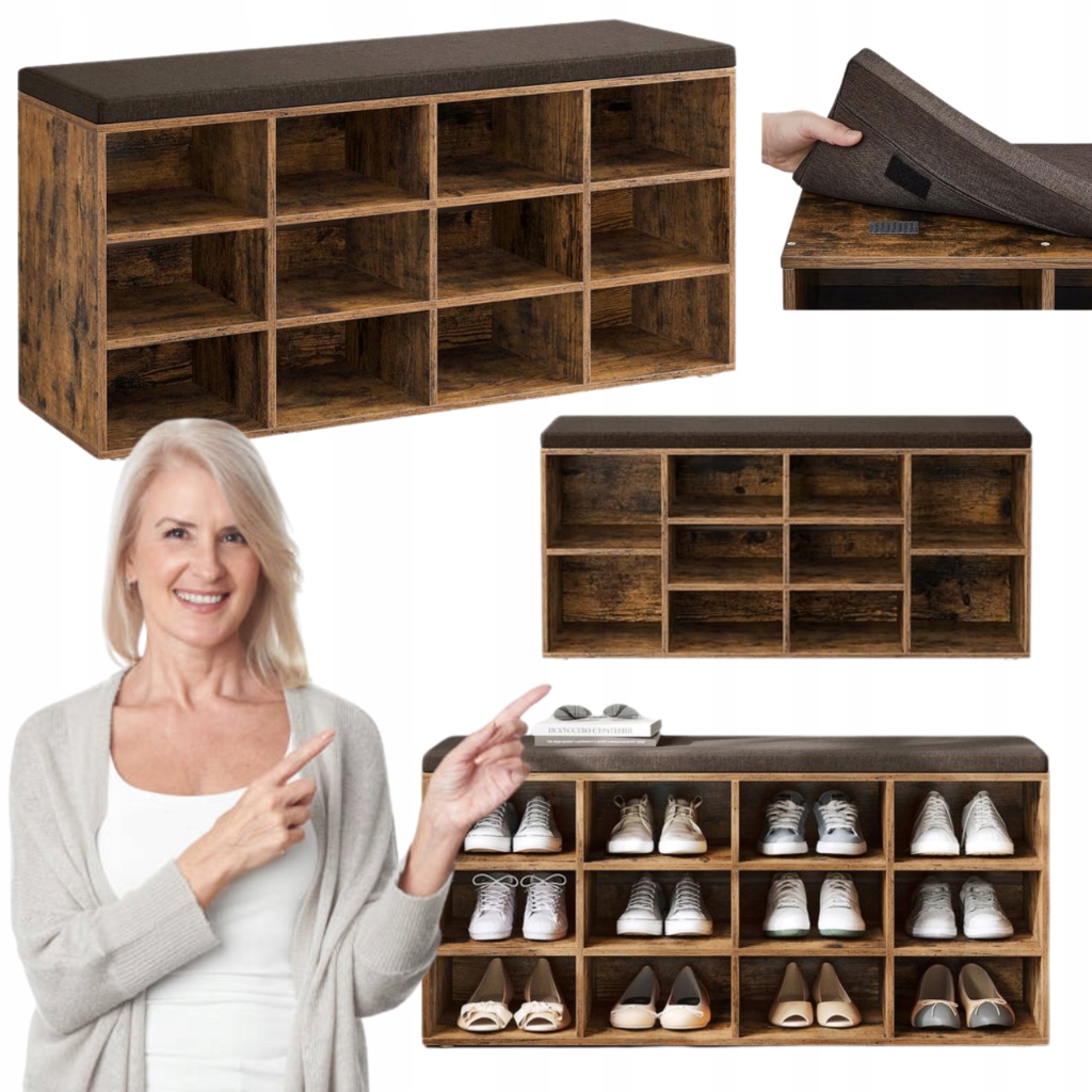 Stojan na sedačku na topánky Rustikálna skrinka do predsiene a chodby