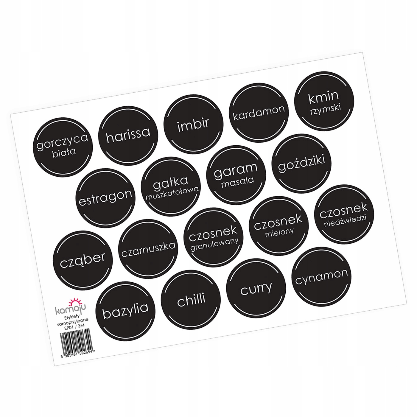 ETYKIETY SAMOPRZYLEPNE NA POJEMNIKI SŁOIKI PRZYPRAWY ZIOŁA 40mm FOLIA 72szt Marka inna