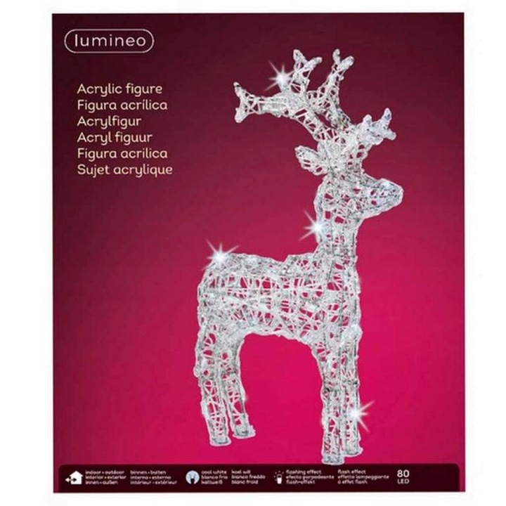 

Figurka Renifer akrylowy duży 90cm 80x Lampki Led