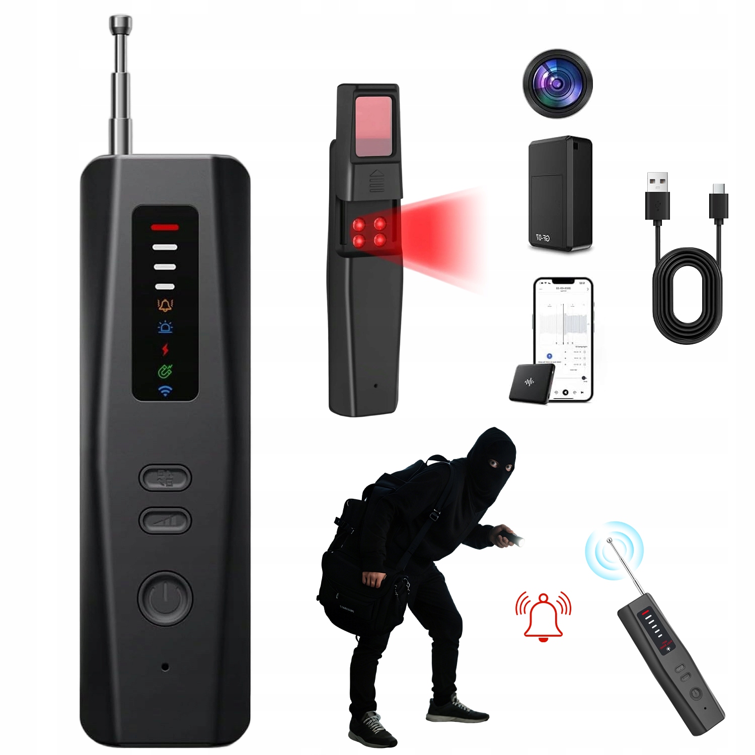 Detektor Pro Zařízení Spyware 5 Režimů 4 Úrovně Citlivosti
