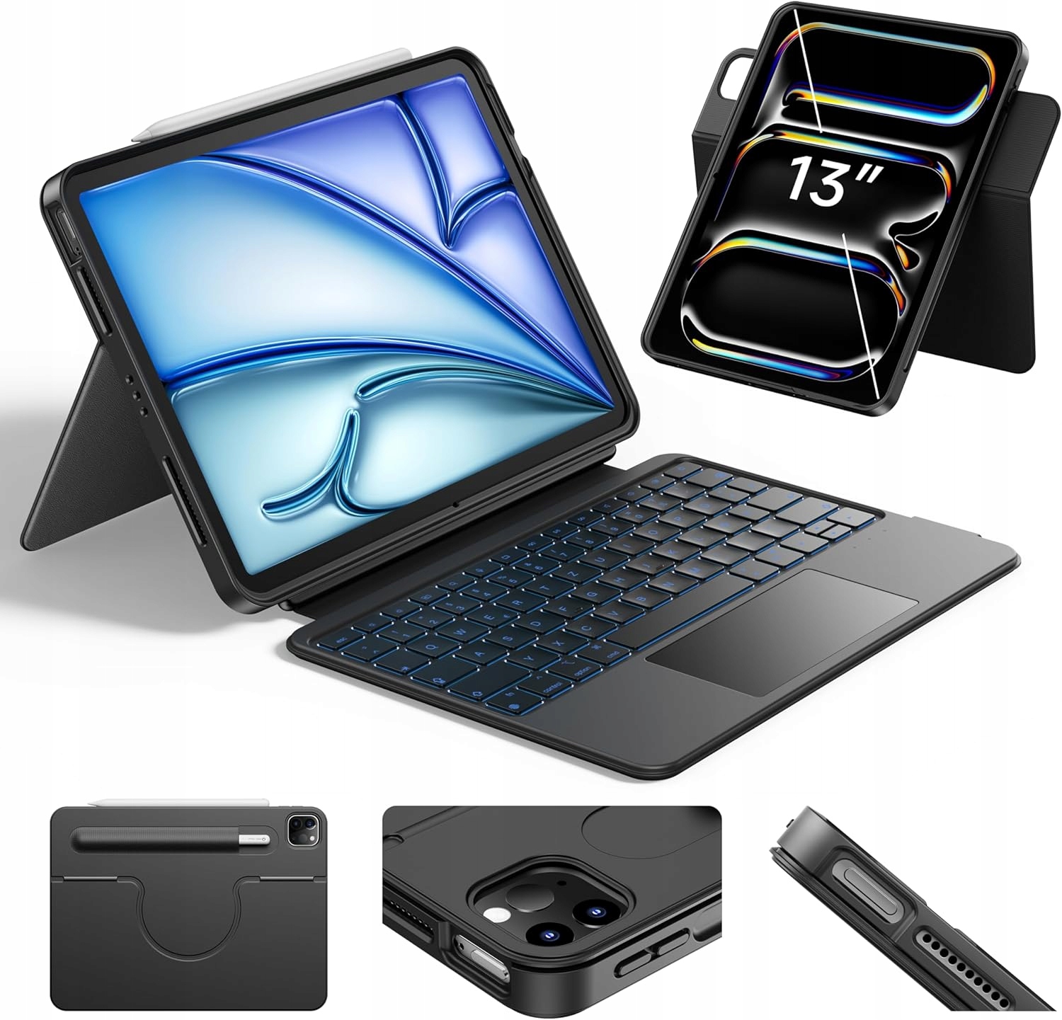 Puzdro s klávesnicou pre iPad Air 13 M3 M2 a Pro 13 12 9 Hou 360° trackpad