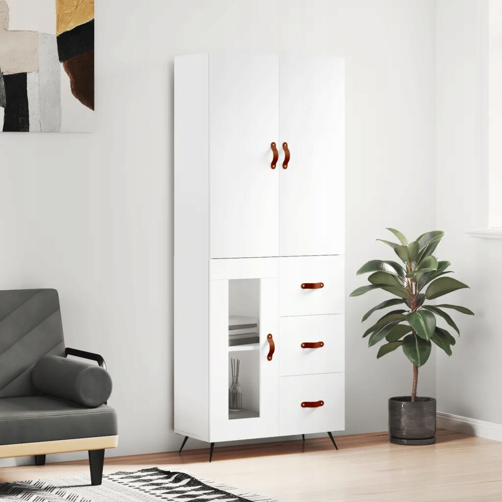 Skříň highboard bílá 69,5 x 34 x 180 cm kompozitní dřevo Bílá 3195931