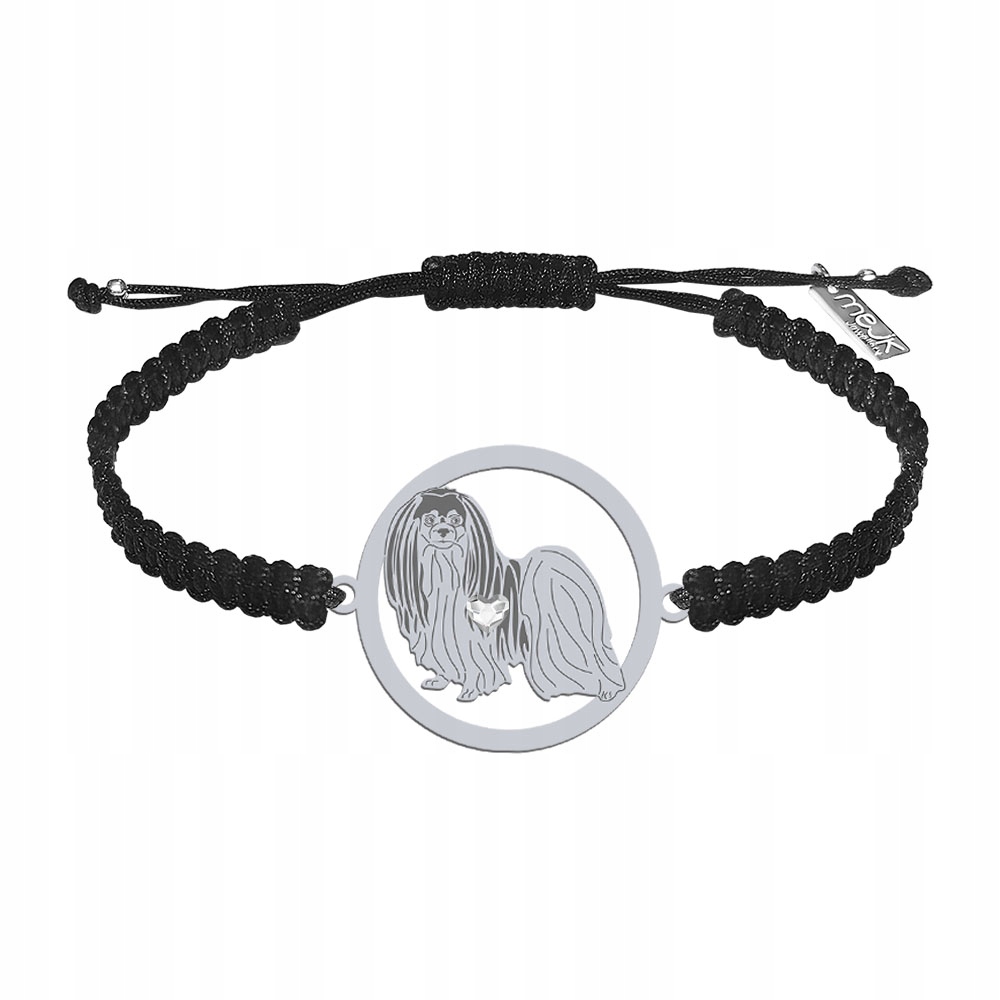 Stříbrný náramek s psem Phalene Stříbro 925 Žena Makramé Gravírování