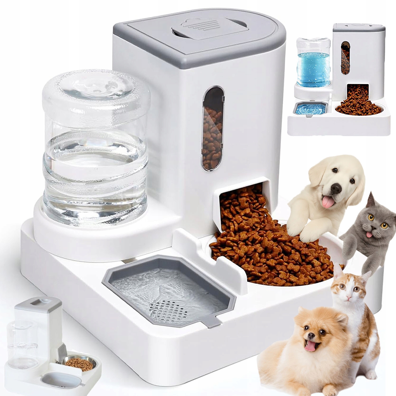 Levně Sifon Automatický Výdejník Vody A Krmiva Miska Pro Kočky A Psa Dávkovač 2V1