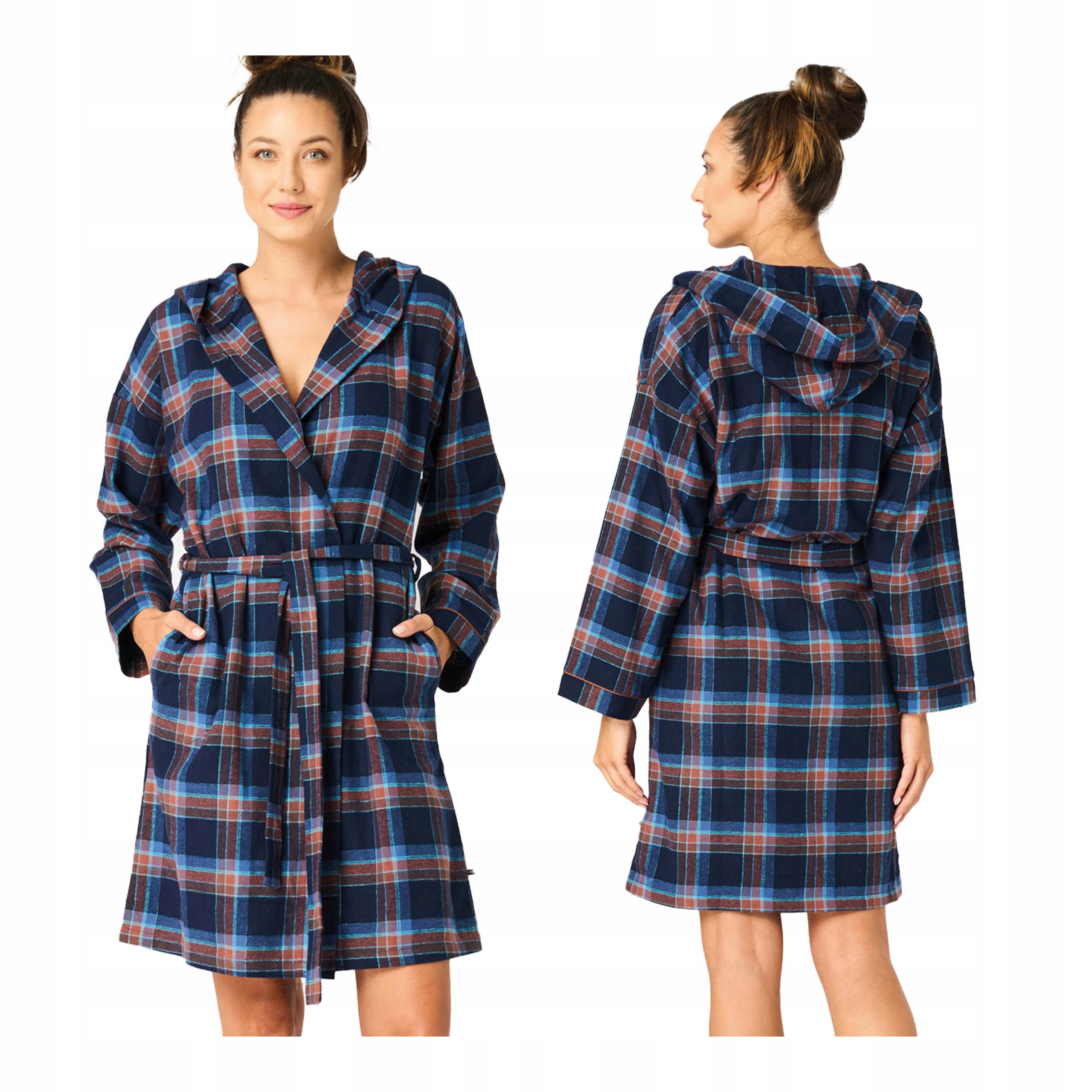 Dámský župan z bavlněného flanelu, lehký, celoroční Key M