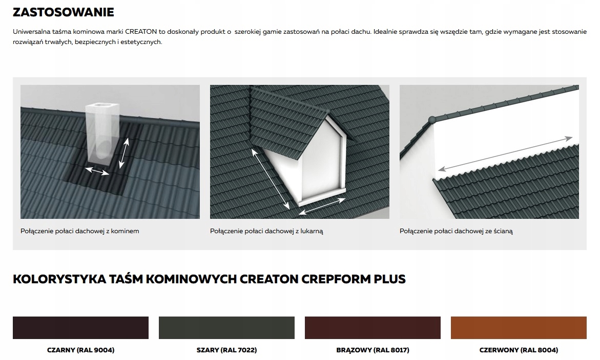 Taśma opierzeniowa Aluminiowa Creaton Crepform Plus 7022 Szary Grafit 5mb Typ akcesoriów taśma