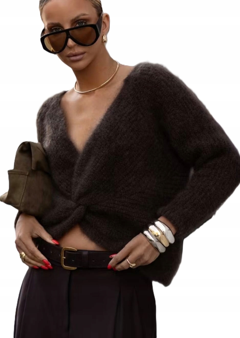 Cococmore Yarn Svetr Premium Kid Moher Oboustranný Hnědý New