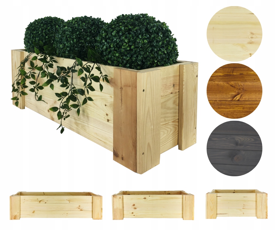 Dřevěná balkonová truhla zahradní květináč bylinkový záhon obal 30x80x30 cm Eko